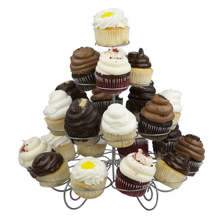 HDS TRADING MultiLayered 23 Slot Steel Cupcake Holder with Sturdy Swirled Branches, Silver ZOR95893